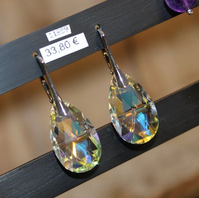Boucles gouttes en argent et cristal