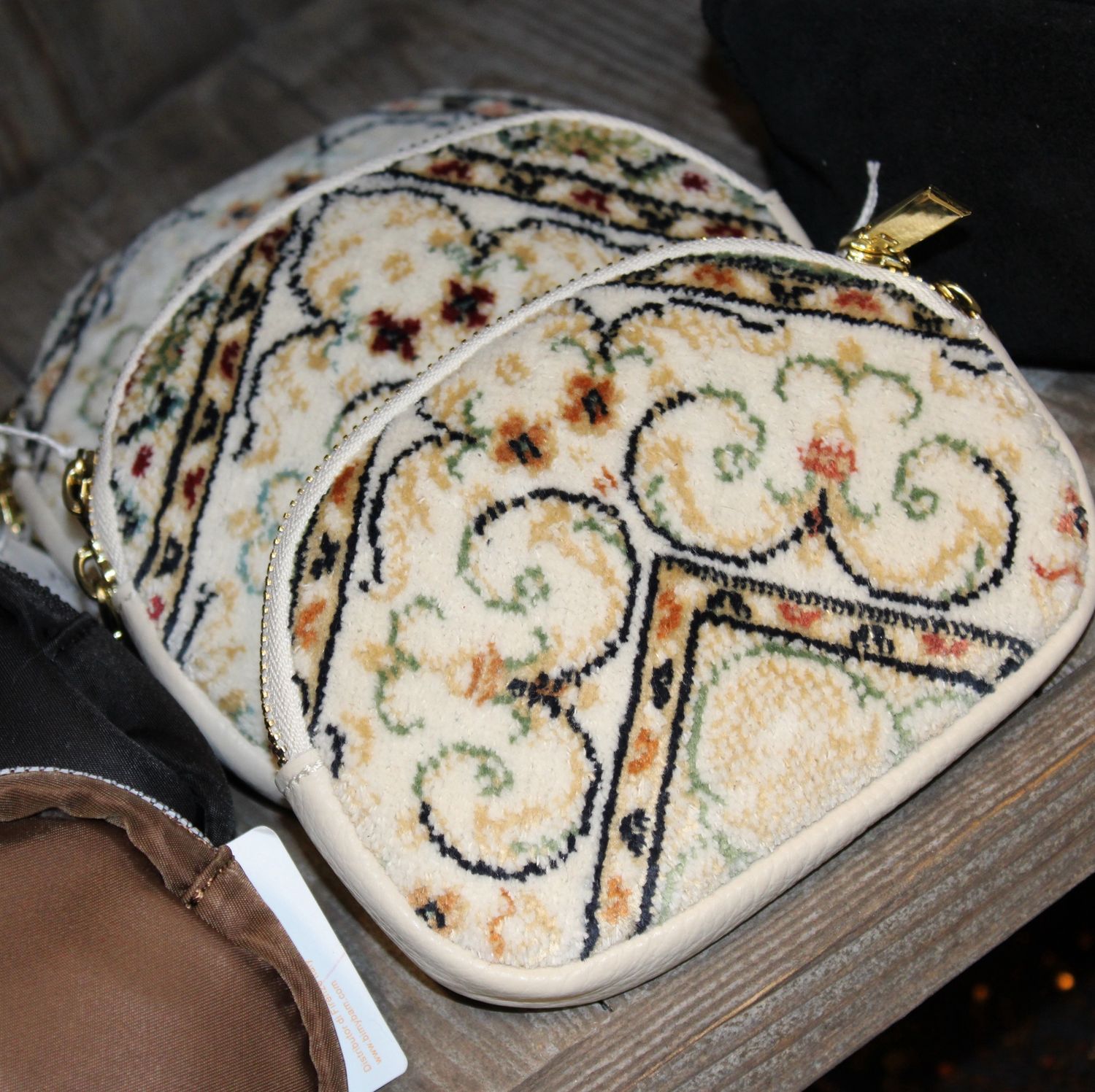 Porte monnaie en cuir et molleton beige