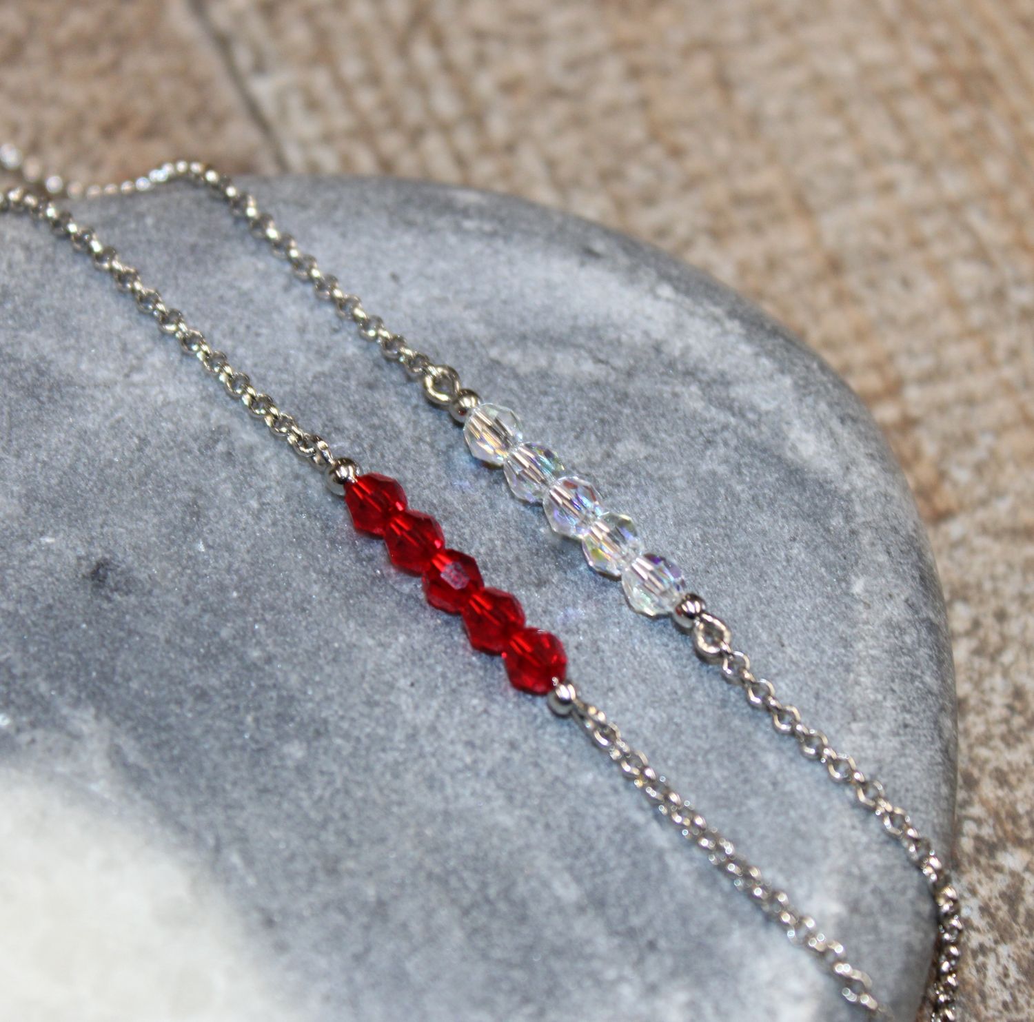 Bracelet en argent et cristaux rouge