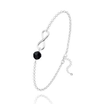 Bracelet infini en argent et cristal noir