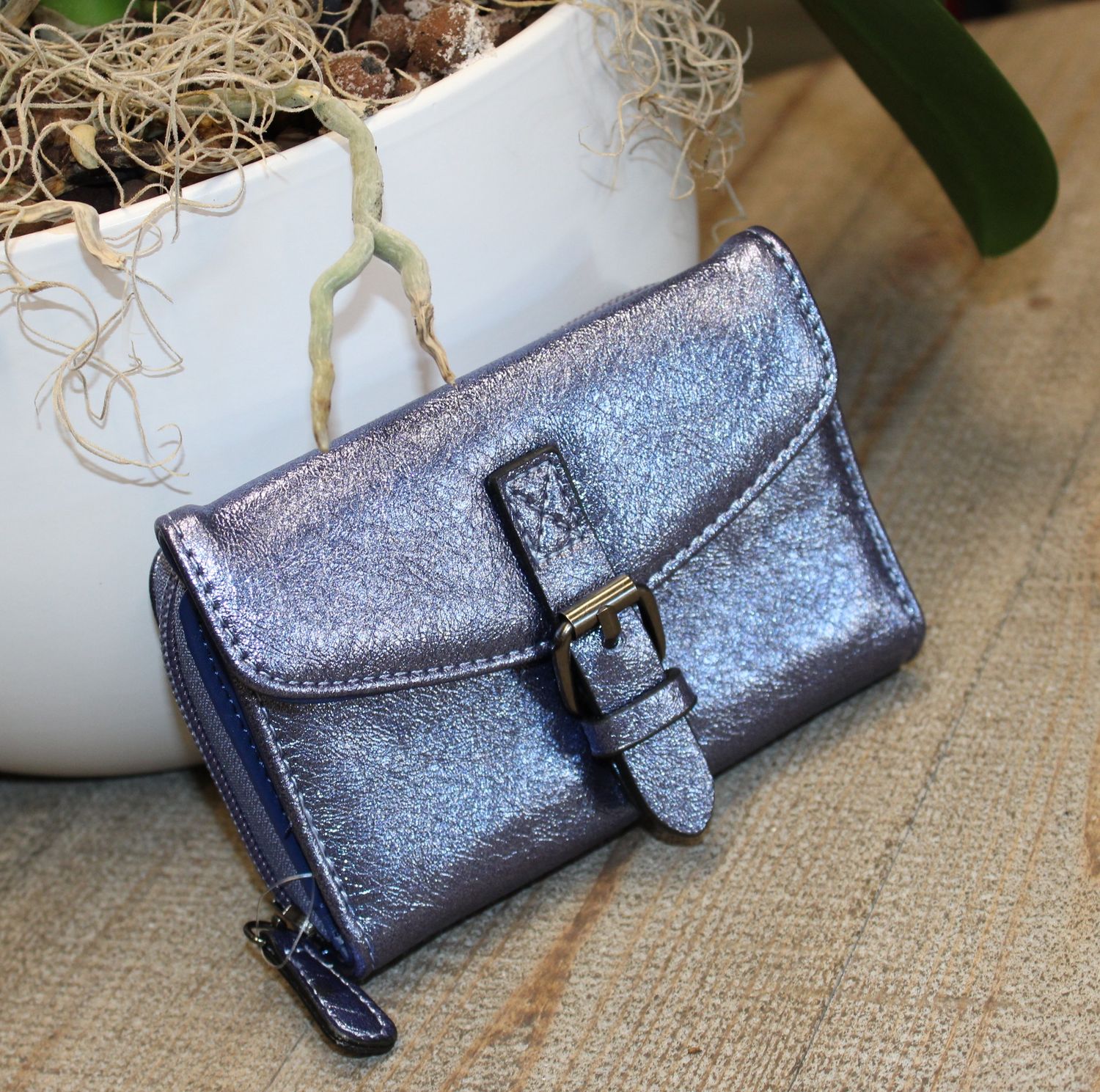 Petit portefeuille LILAS métallisé