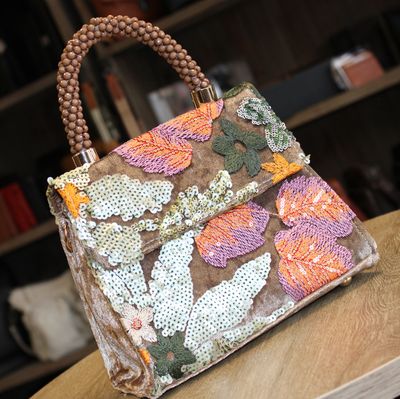 Sac en sequins beige