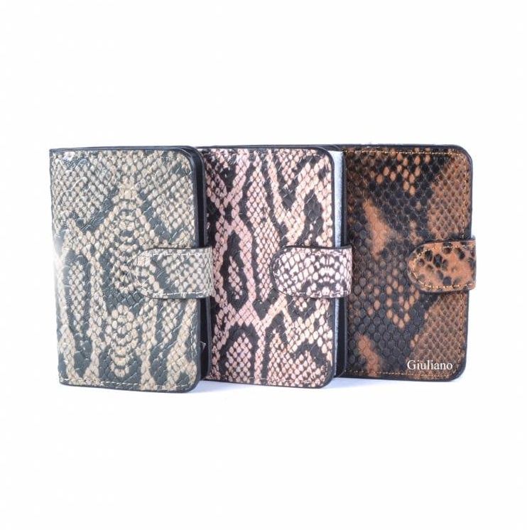 Porte-cartes à imprimé serpent rose
