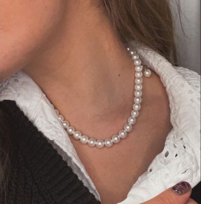 Collier en acier doré et perles