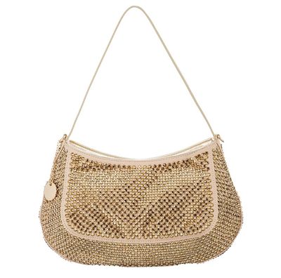 Sac nude à strass doré