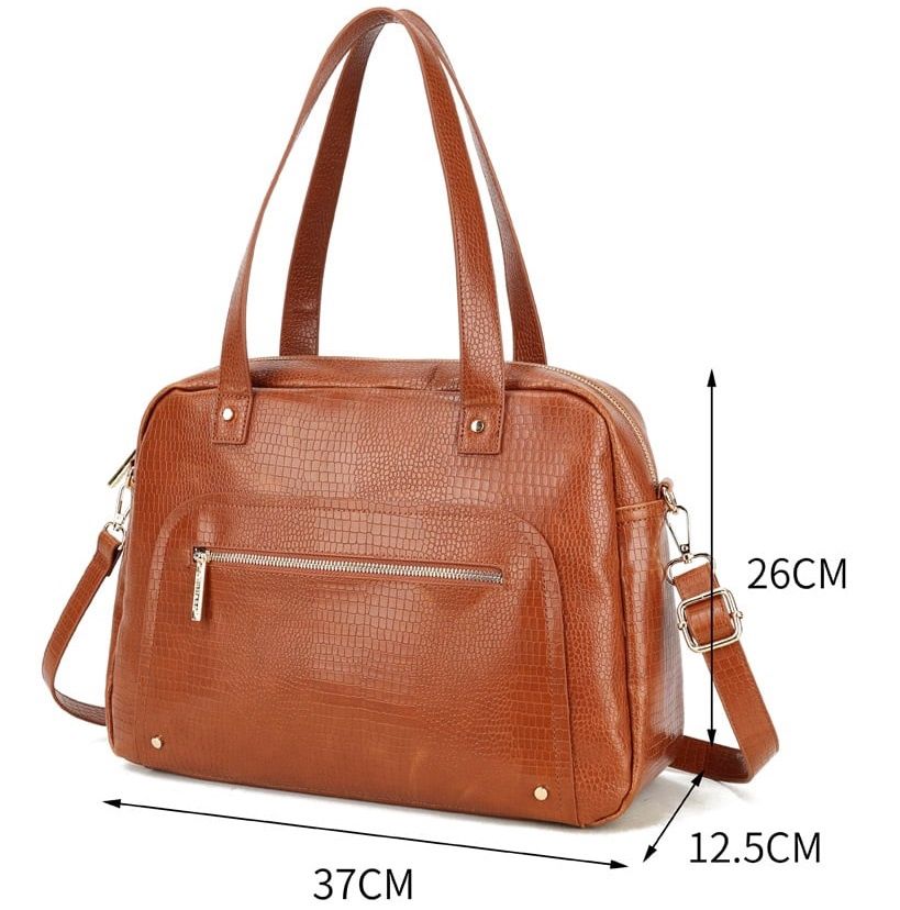 Sac cognac à motif croco