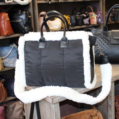 Sac à main teddy matelassé noir