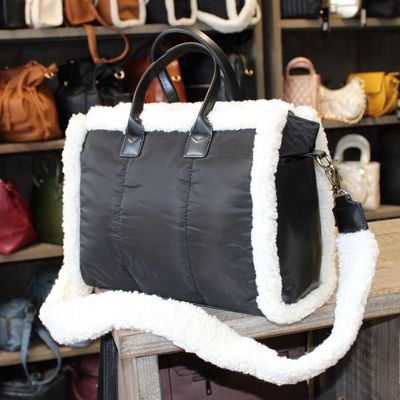 Sac à main teddy matelassé noir