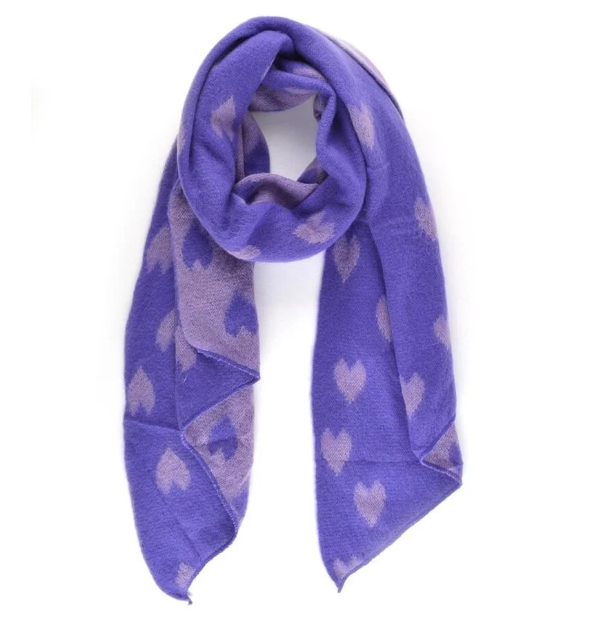 Echarpe épaisse avec cœur violets