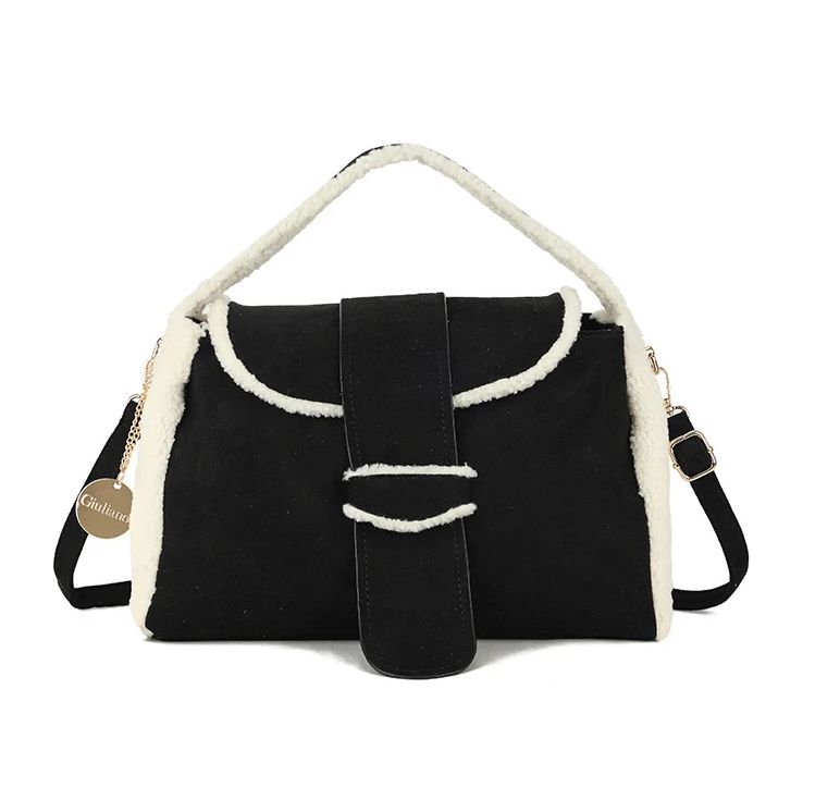 Sac peluche noir avec teddy beige