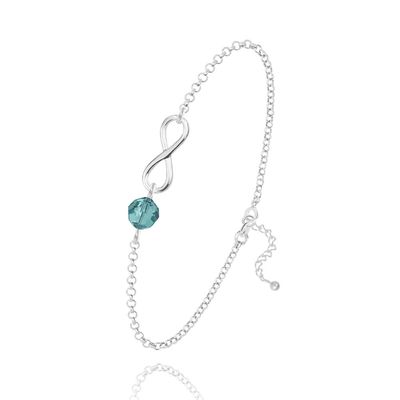 Bracelet infini en argent et cristal pétrole