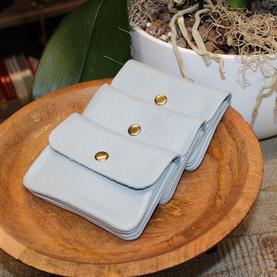 Portefeuille en cuir bleu clair