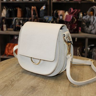 Sac bandoulière en cuir et daim beige