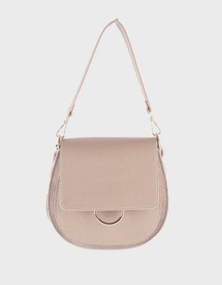 Sac bandoulière en cuir et daim beige