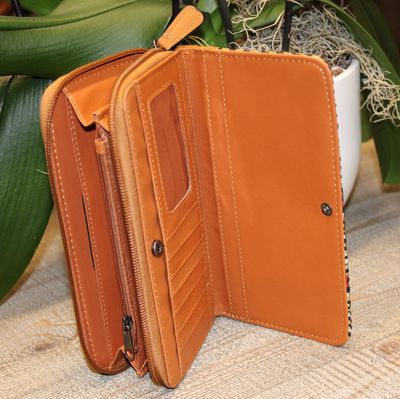 PRIX MINI: Portefeuille bi matière cognac