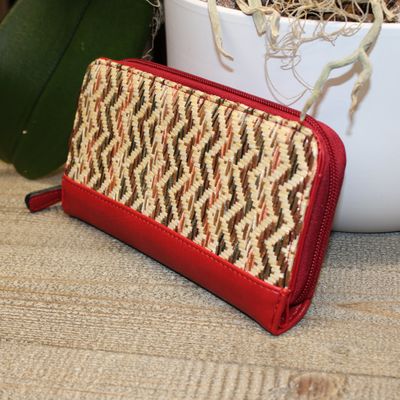 PRIX MINI: Portefeuille bi matière rouge cerise
