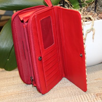 PRIX MINI: Portefeuille bi matière rouge cerise