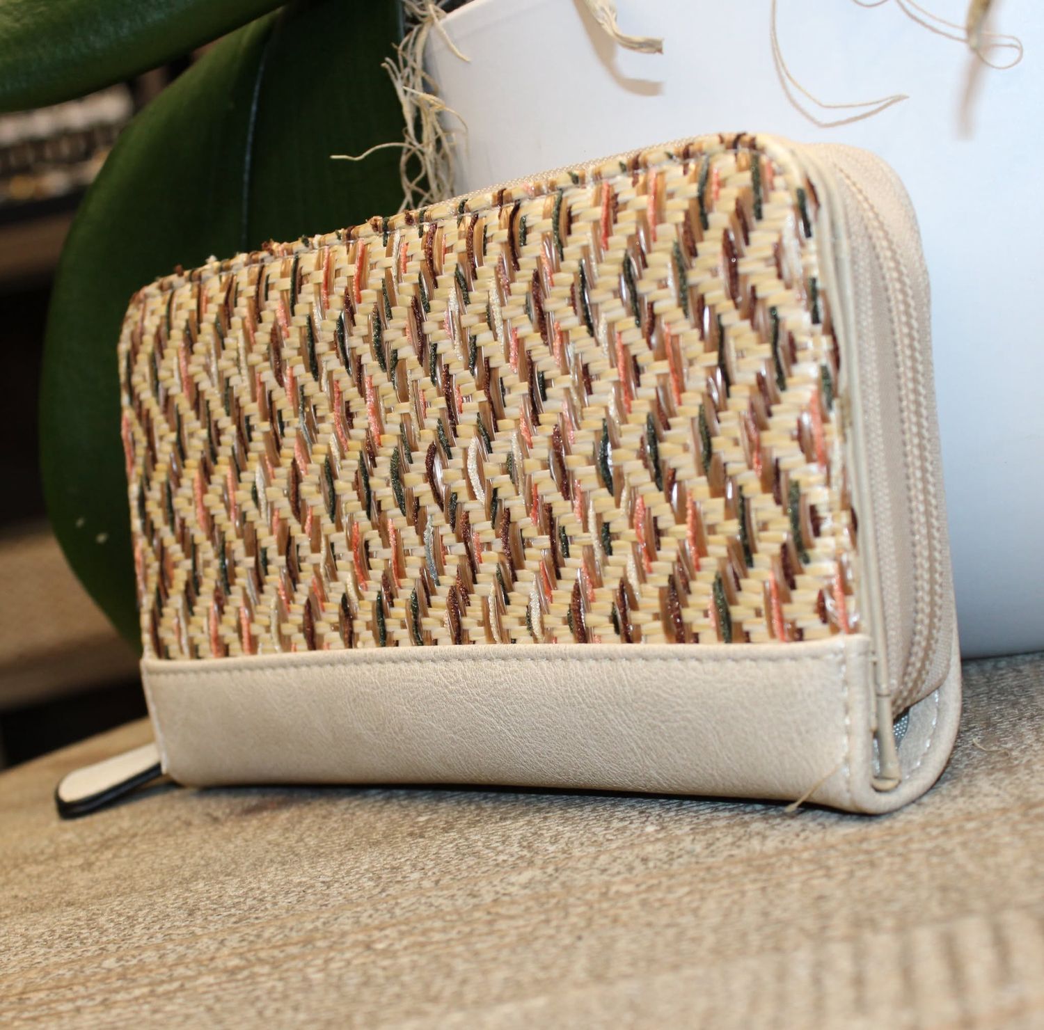 MINI PRIX: Portefeuille bi matière avec similicuir beige