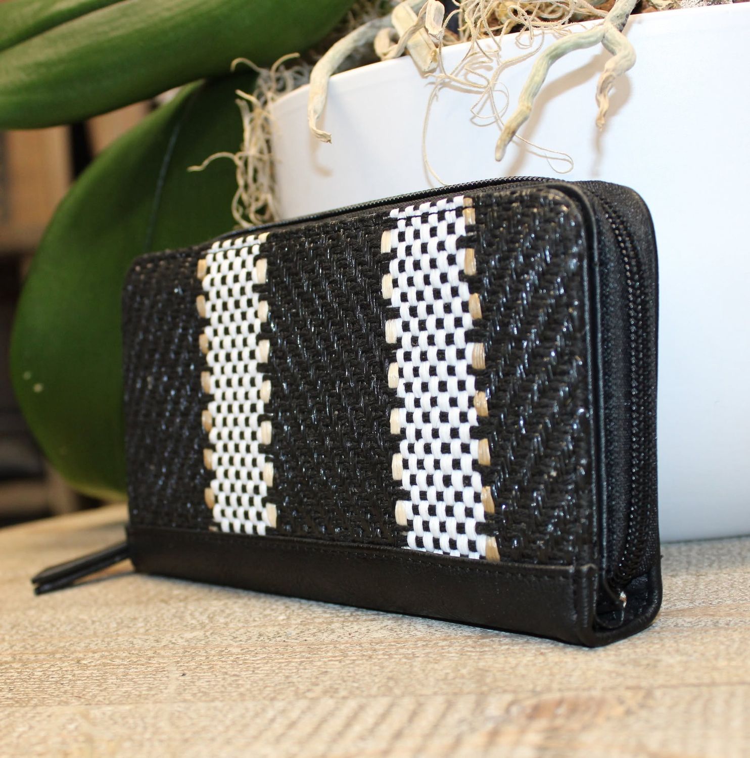 MINI PRIX: Portefeuille bi matière noir et blanc