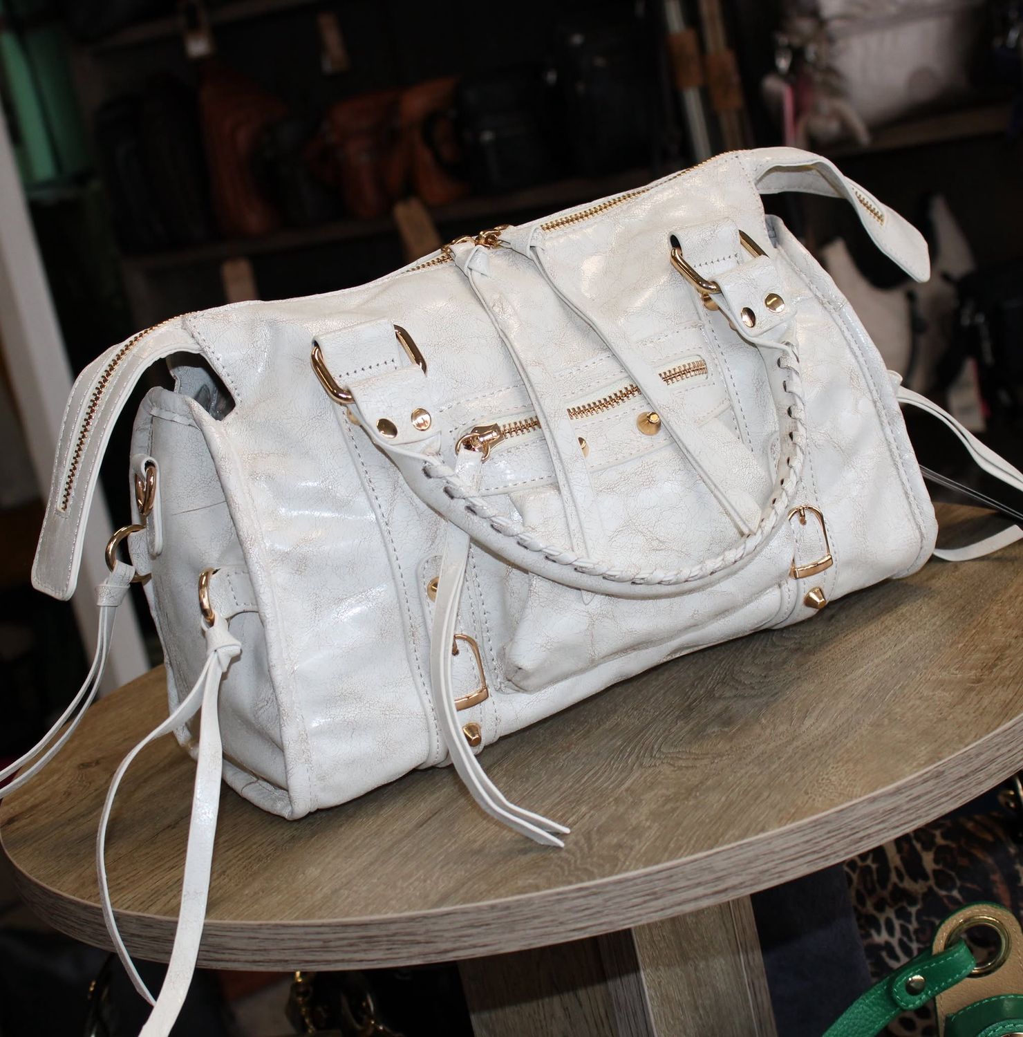Sac beige à floches