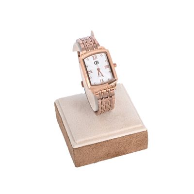 Montre rectangulaire en acier rose gold