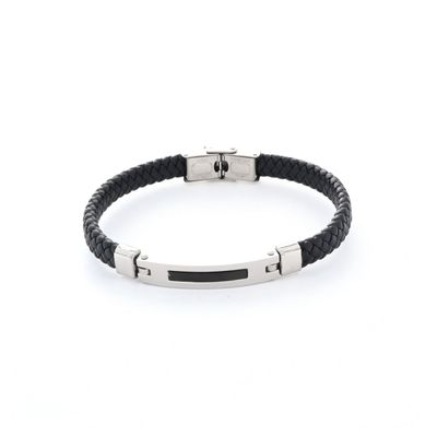 Bracelet homme en acier et cuir