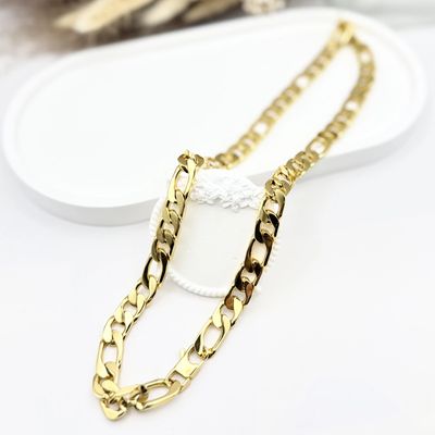 Collier maille Figaro en acier doré