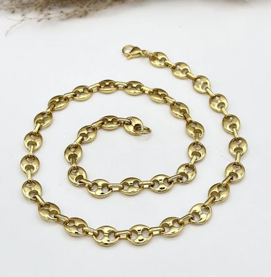 Collier grain de café en acier doré
