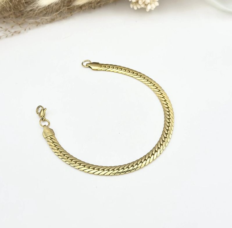 Bracelet maille serpent 5mm en acier doré