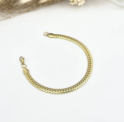 Bracelet maille serpent 7mm en acier doré