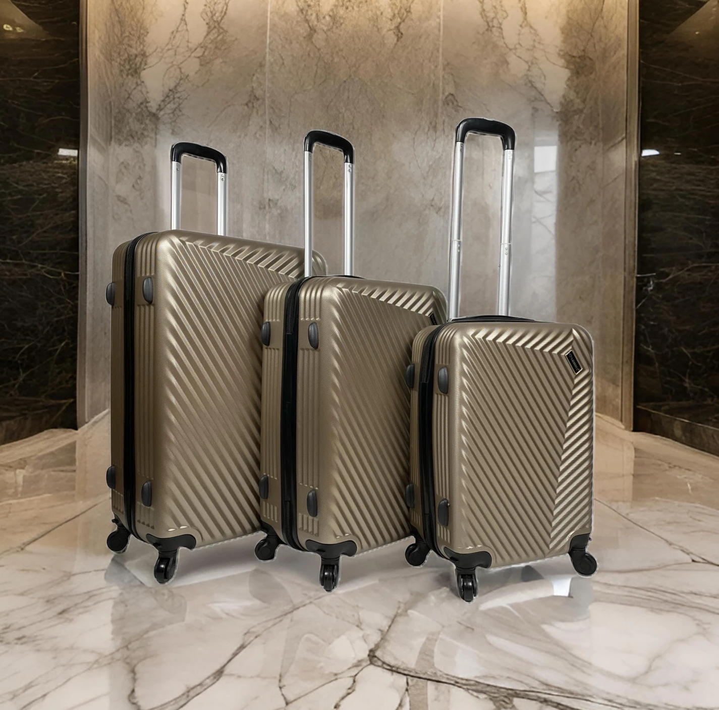 Lot de 3 valises en ABS champagne