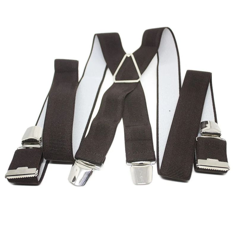 Bretelle &quot;X&quot; Elastique à pinces -Marron