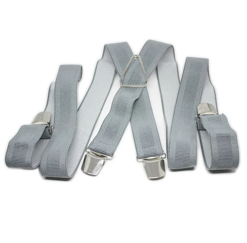 Bretelle &quot;X&quot; Elastique à pinces - Gris Clair