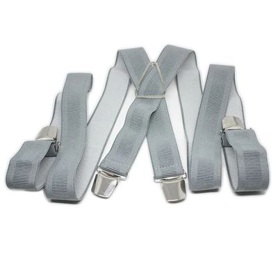 Bretelle &quot;X&quot; Elastique à pinces - Gris Clair