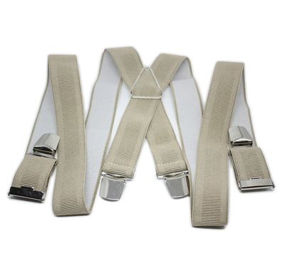 Bretelle &quot;X&quot; Elastique à pinces - Beige