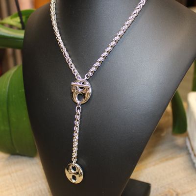 Collier Y &quot;grain de café&quot; en acier