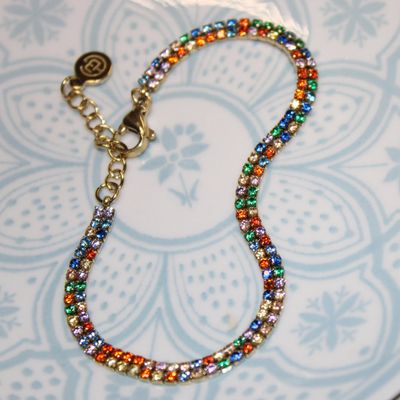 Bracelet brillant double multicolore en acier