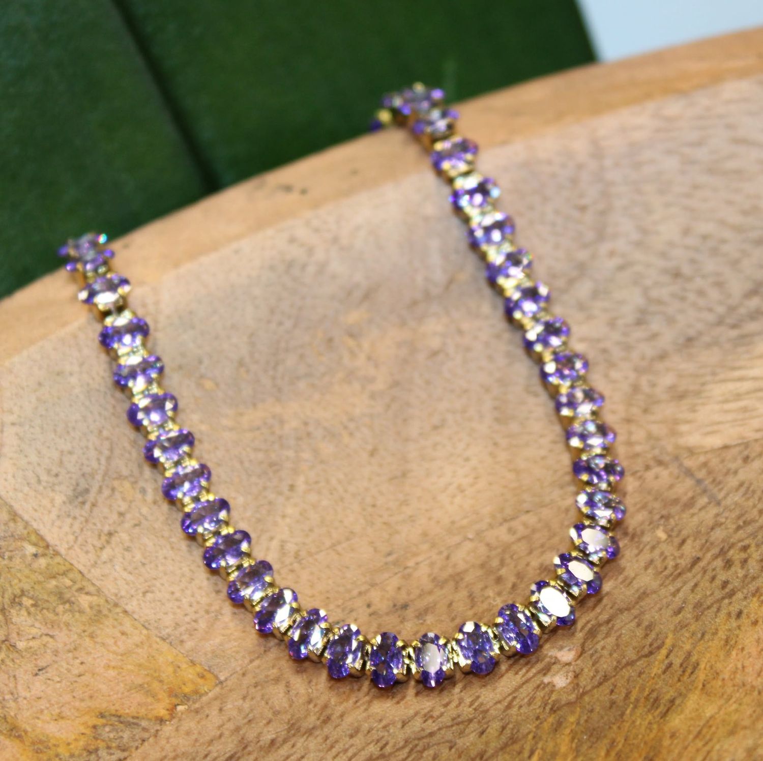 Bracelet Rivière Ovale doré&amp;lilas