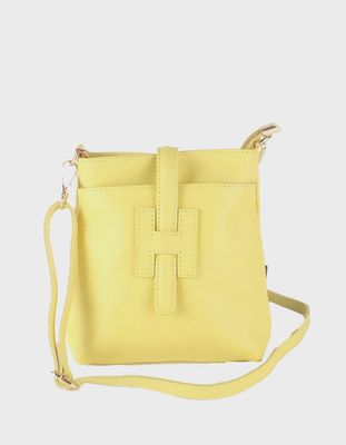 Petit sac bandoulière en cuir jaune poussin