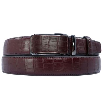 Ceinture en cuir marron effet croco