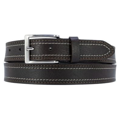 Ceinture en cuir de vachette marron avec couture