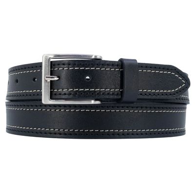 Ceinture en cuir de vachette noir avec couture