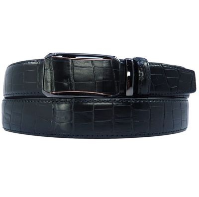 Ceinture en cuir noir effet croco