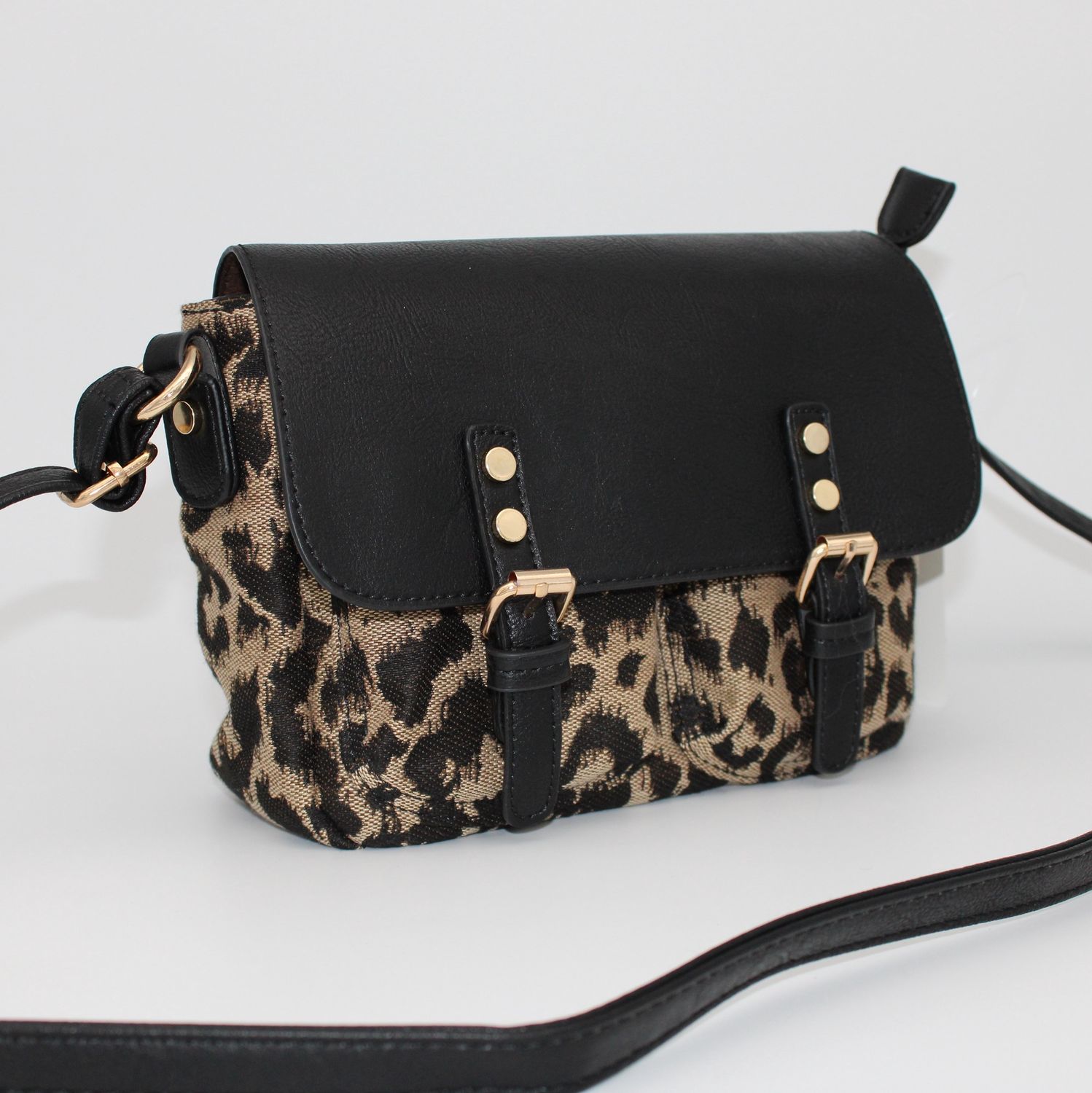Sac bandoulière léopard et noir (petit format)