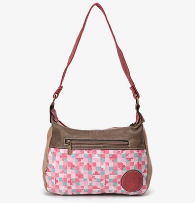 Sac bandoulière rose à imprimés