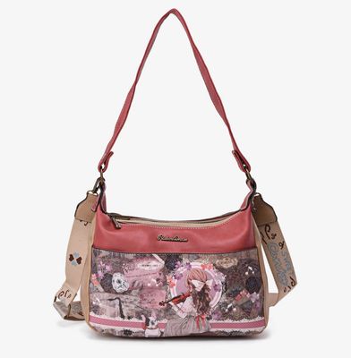 Sac bandoulière couleur brique à imprimés