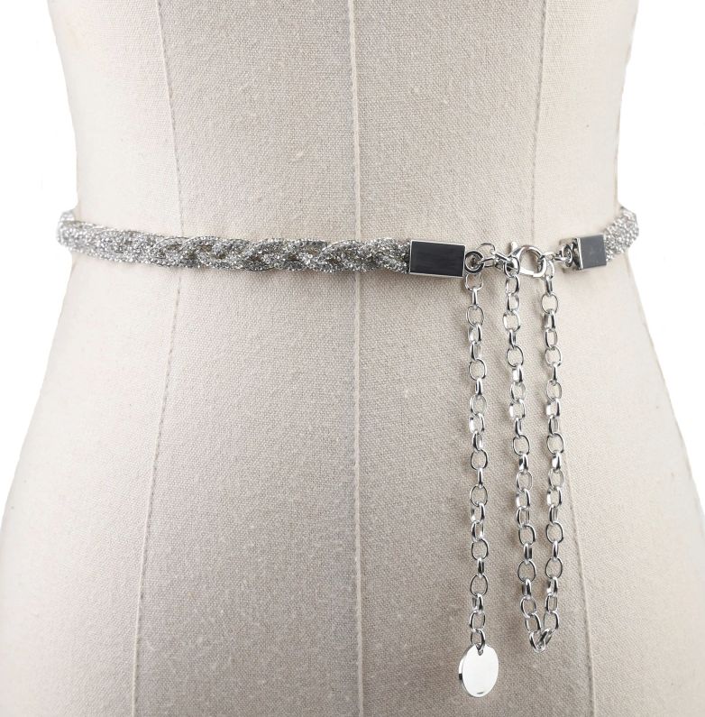 Ceinture tressé scintillante argenté