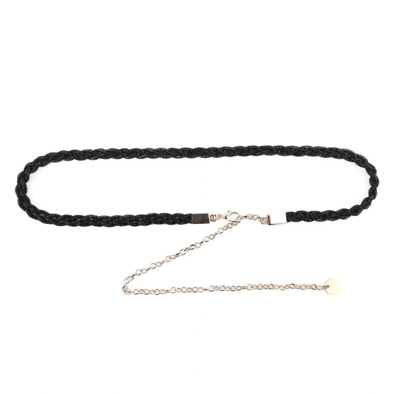 Ceinture tressé scintillante noir