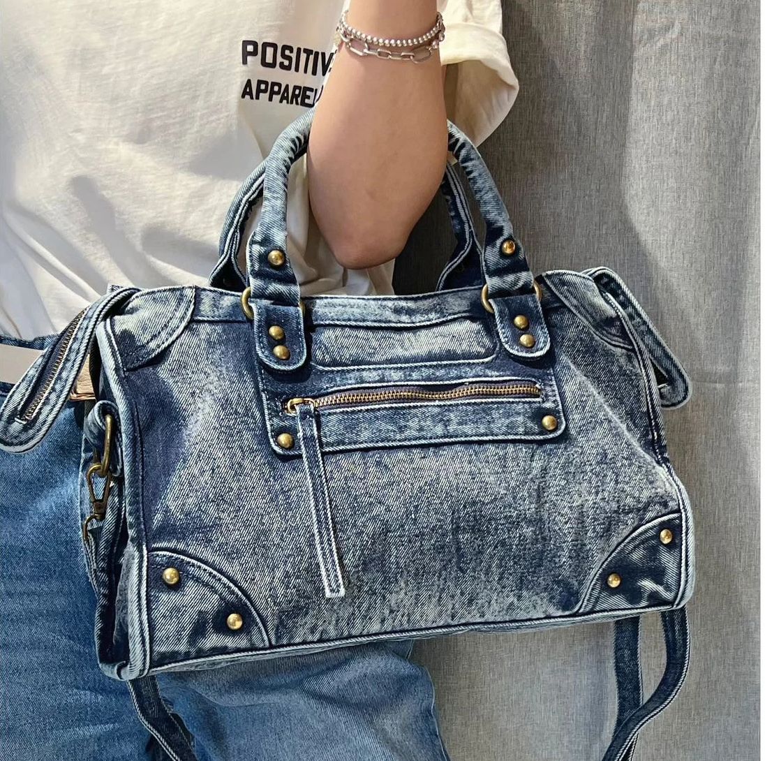 Sac en jeans avec effet délavé