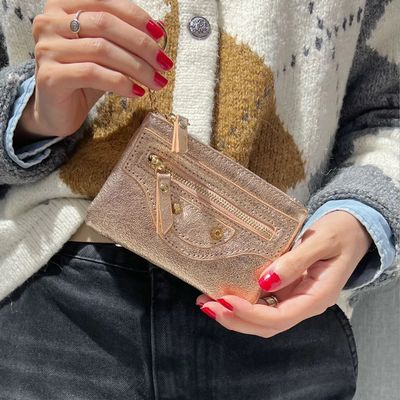 Porte monnaie en cuir champagne